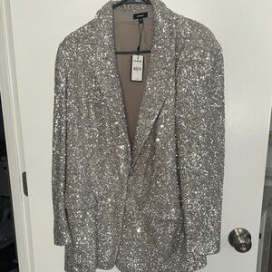 Express Shimmering Silver Blazer